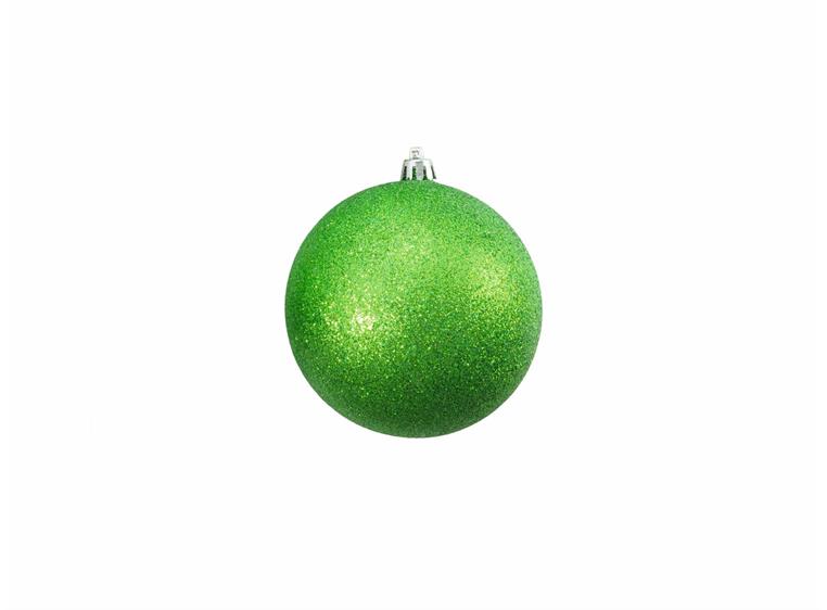 Europalms Julekule 10cm, Eplegrønn glitter 4x