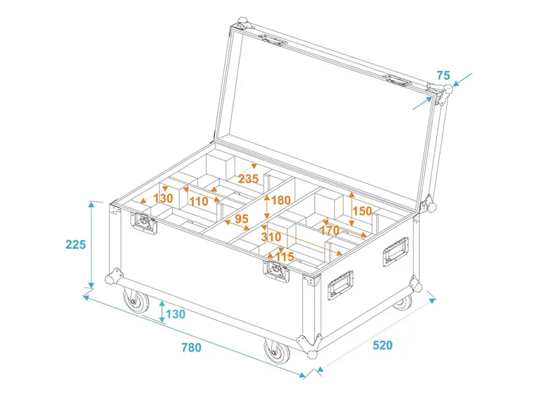 ROADINGER Flightcase 4x THA-40 PC With wheels 