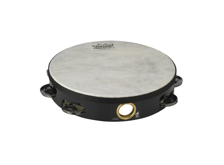 Remo TA-5108-70 Tambourine Pre-Tuned 8" Diameter 8 Pairs 1 Row Quadura Black 