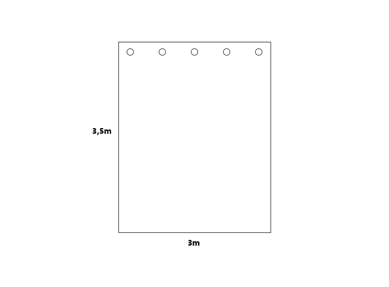 Sceneteppe molton 3,5x3m Ferdigsydd Sort, 300g/m2, maljer i bredden (3m) 