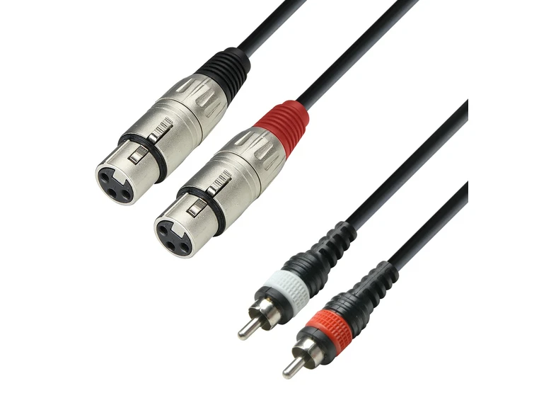 Adam Hall Cables K3 TFC 0300 Audio Cable moulded 2xRCA(m)-2xXLR(f) 