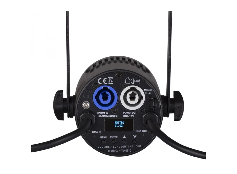 Briteq COB spot, 15W, RGBW, 4° Sort, 10° & 45° filter inkl. DMX 