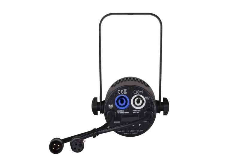 Briteq COB spot, 15W, RGBW, 4° Sort, 10° & 45° filter inkl. DMX 