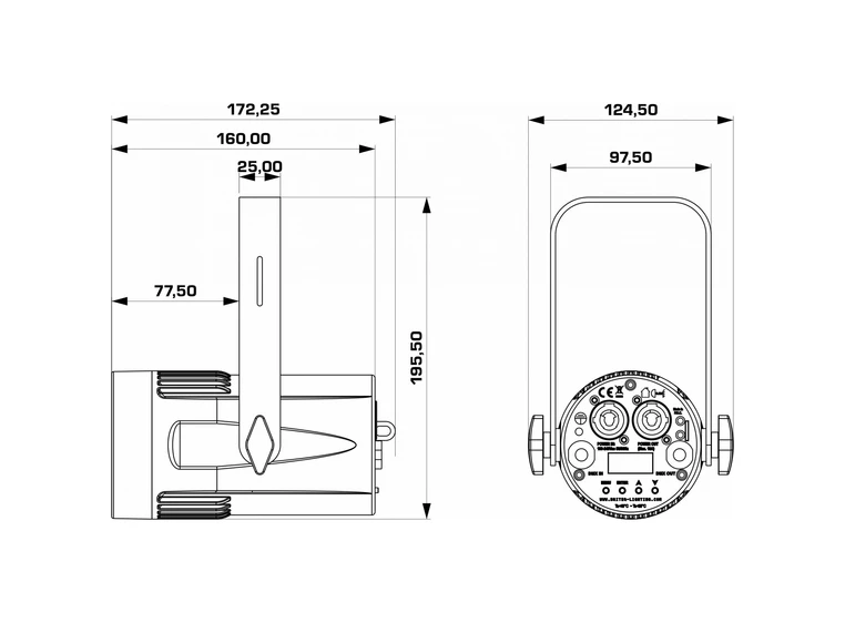 Briteq COB spot, 15W, RGBW, 4° Sort, 10° & 45° filter inkl. DMX 