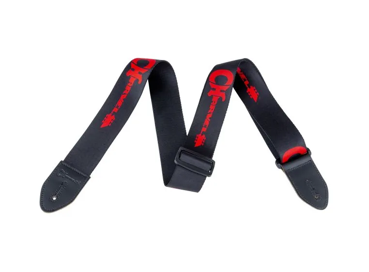 Charvel Strap, Black with Red Logo 