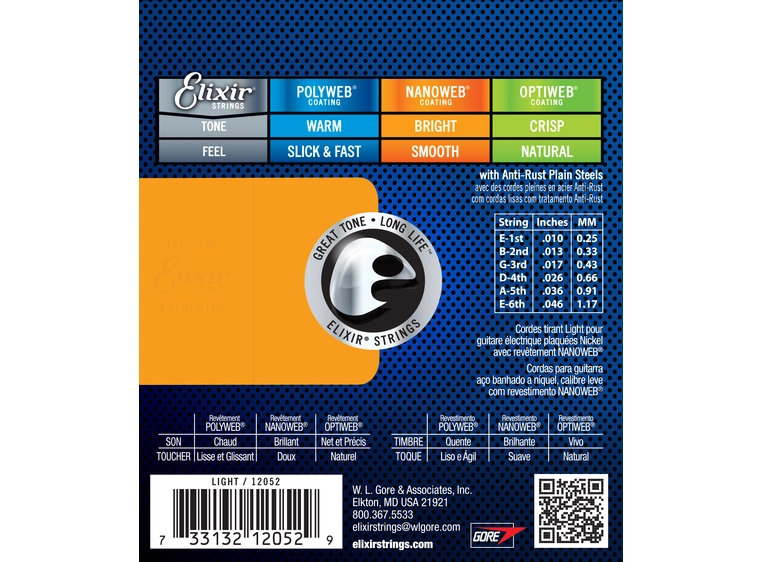 Elixir Nanoweb el-gitar 6str. (010-046) Light 12052 