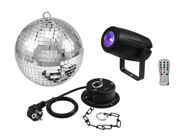 Eurolite Mirror Ball 20cm with motor & LED PST-5 QCL Spot bk 