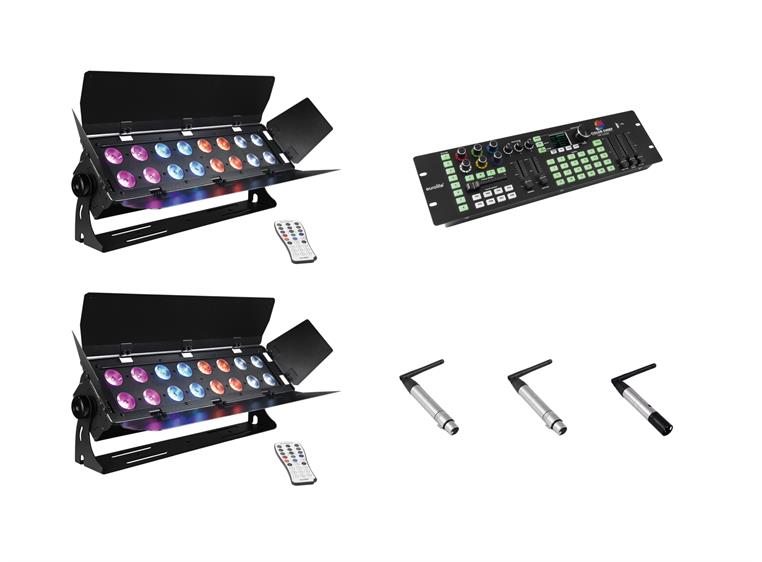 Eurolite Set 2x StagePanel16, ColorChief QuickDMX transmitter & 2x receiver