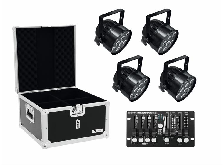 Eurolite Set 4x LED PAR-56 QCL black & Case & Controller