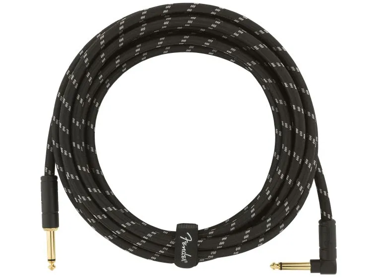 Fender Deluxe Series Instrument Cable Straight/Angle, 15' Black Tweed 