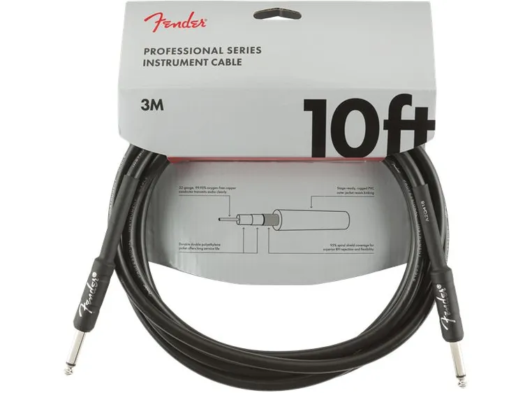 Fender Professional Instrument Cable Straight/Straight, 10', Black 