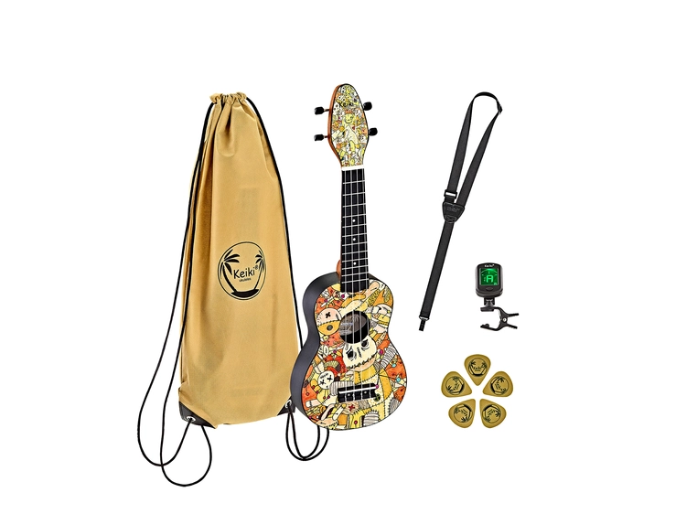 Ortega K2-VP Keiki Soprano ukulele-pack Voodoo 