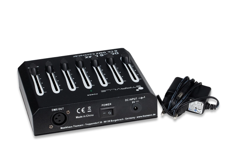 SBL 6 kanals DMX kontroller Batteri eller nettdrift. Adapter inkl 