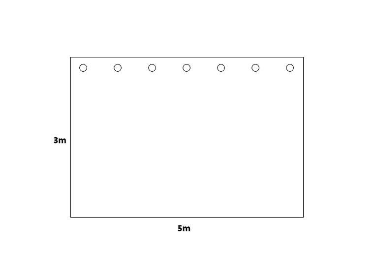 Sceneteppe molton 3x5m Ferdigsydd Sort, 300g/m2, maljer i bredden (5m) 