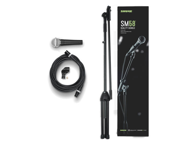 Shure SM58, K&M mikrofonstativ og 6m XLR kabel