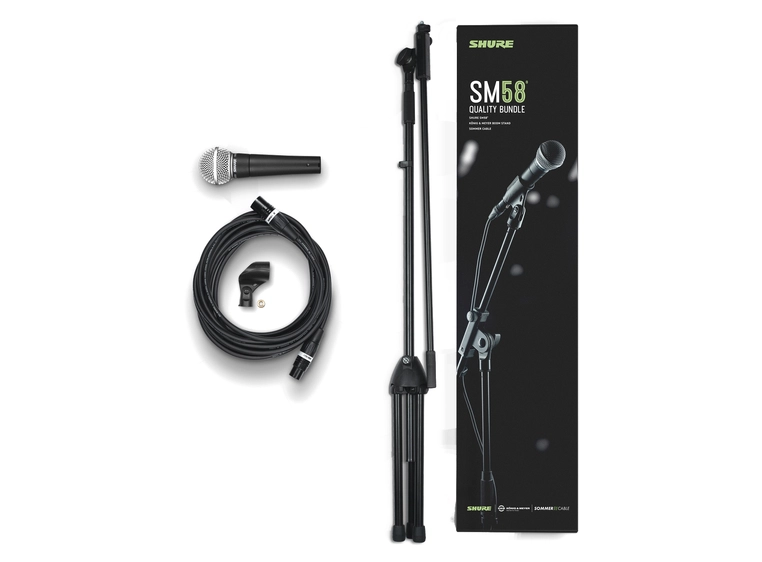 Shure SM58, K&M mikrofonstativ og 6m XLR kabel 