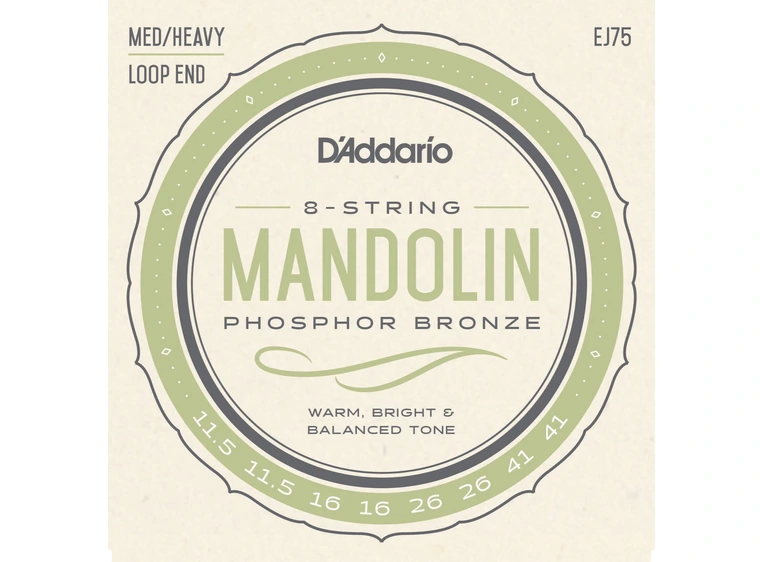 D'Addario EJ75 Mandolin (sett) Phosphor Bronze 0115- 041 Med/Heavy 