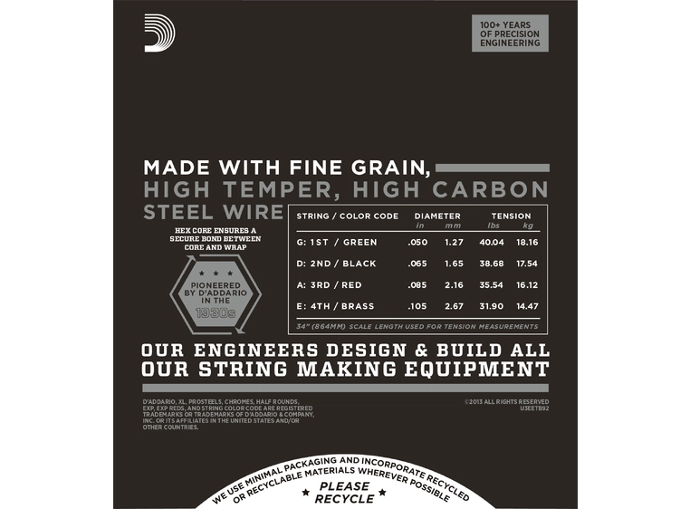 D'Addario ETB92 El.Bass strenger Tapewound L.Scale (050-105) 