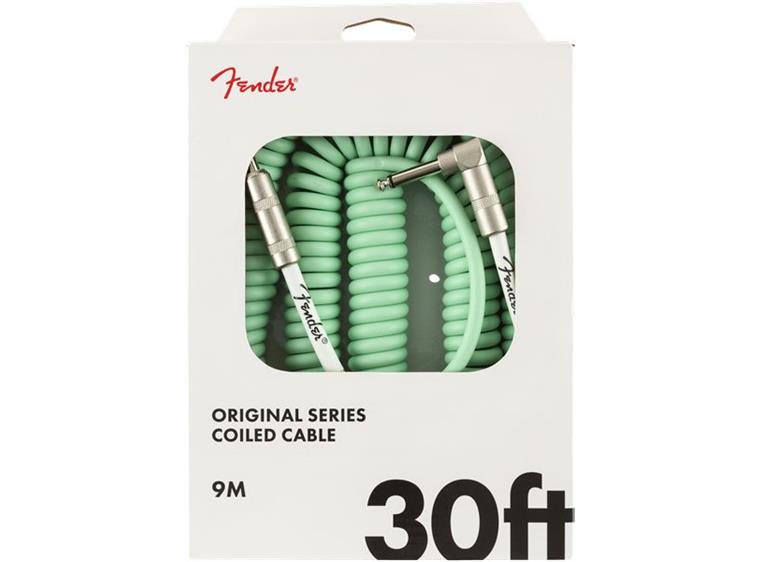 Fender 30' Original Series Coil Cable Straight-Angle, Surf Green, 9m