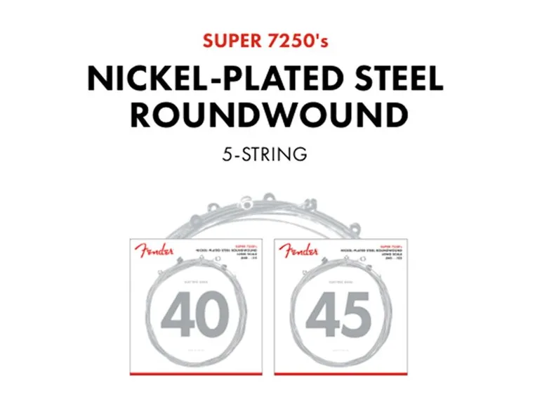 Fender 7250-5L forniklet stål 5-str (040-115) lang skalal. 