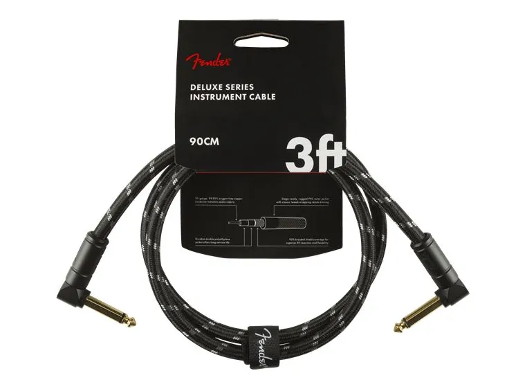 Fender Deluxe Series Instrument Cable Angle/Angle, 90cm 3', Black Tweed 