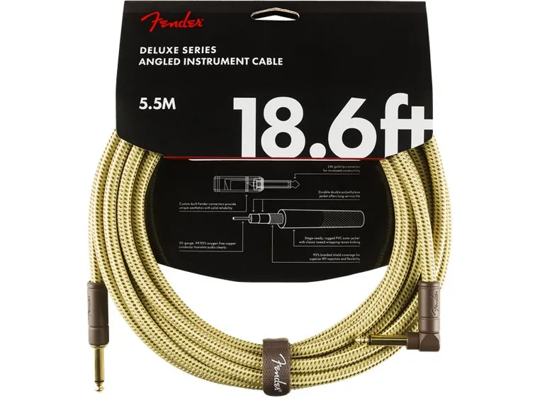Fender Deluxe Series Instrument Cable Straight/Angle, 18.6', Tweed 