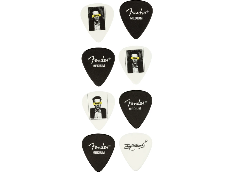 Fender Joe Strummer Pick Tin, Medium Black Plekter 8-pakning 