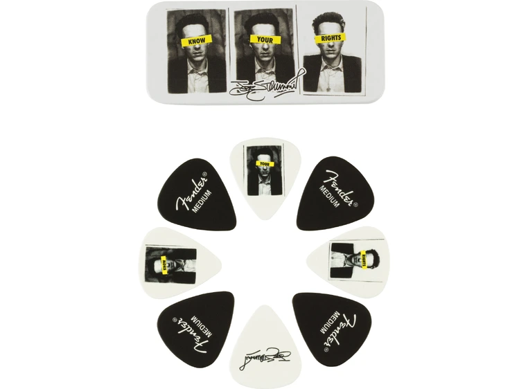 Fender Joe Strummer Pick Tin, Medium Black Plekter 8-pakning 