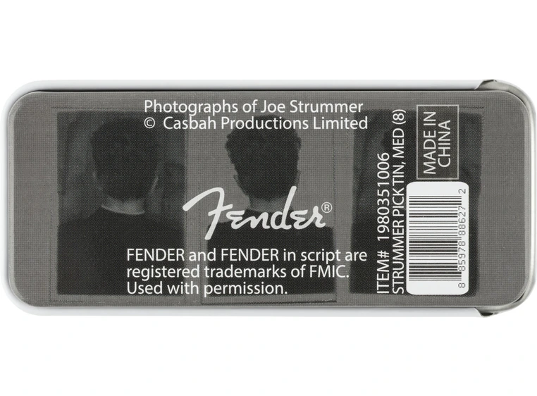 Fender Joe Strummer Pick Tin, Medium Black Plekter 8-pakning 
