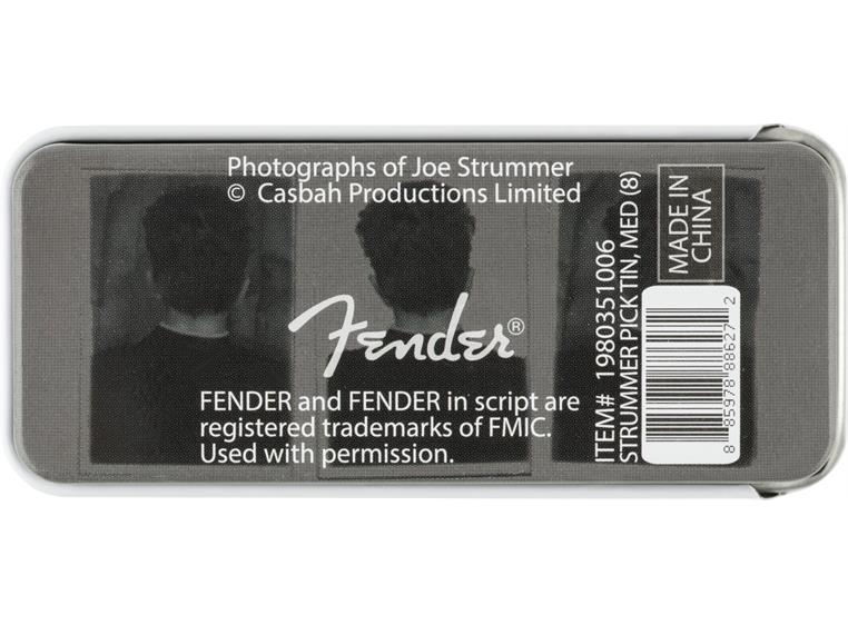 Fender Joe Strummer Pick Tin, Medium Black Plekter 8-pakning