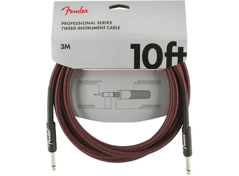Fender Pro instrumentkabel 3m RT 10', Rød Tweed 