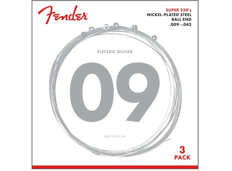 Fender Super 250L NPS Ball End Strings (009-042 Gauges) 3-Pack