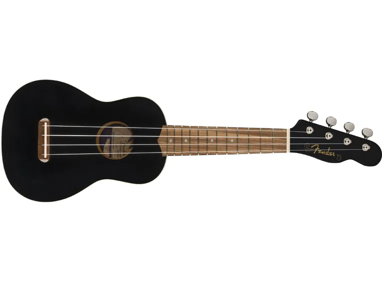 Fender Venice Soprano Ukulele Walnut Fingerboard, Black 