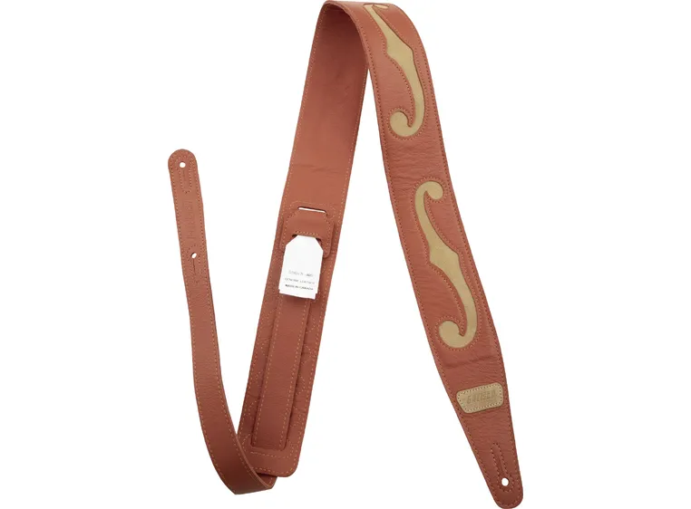 Gretsch F-Holes lærreim oransje og beige 3" 