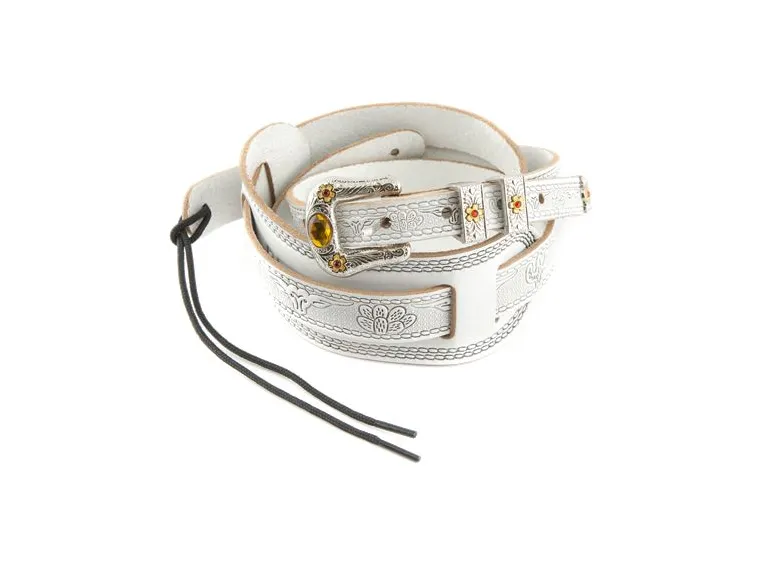 Gretsch Vintage Tooled Guitar Strap White Leather 