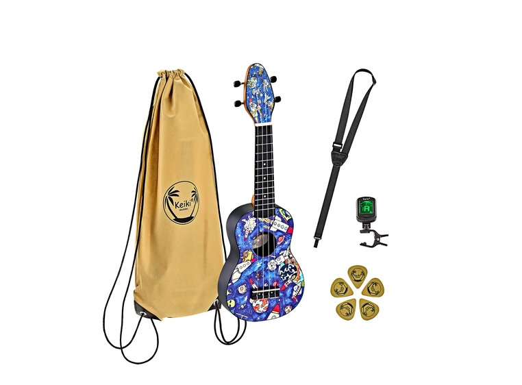 Ortega K2-SP Keiki Soprano ukulele-pack Spaceman 