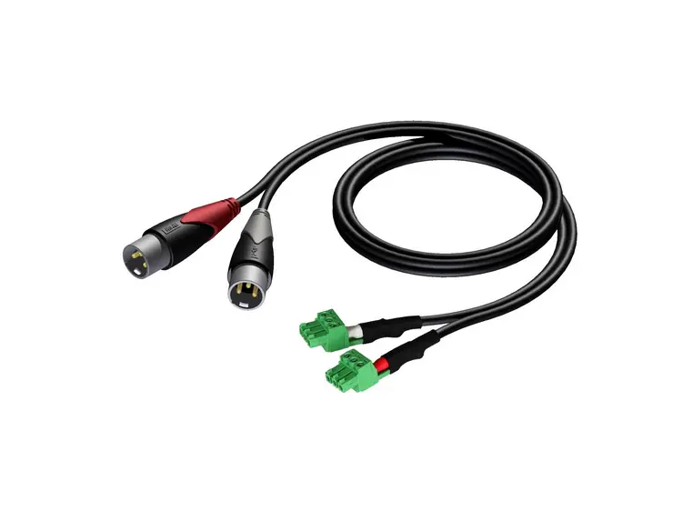 Procab CLA834 2xXLR M 2xTerm Block 1,5m 2 x XLR han - 2 x term, bloc 3P - 3.81mm 