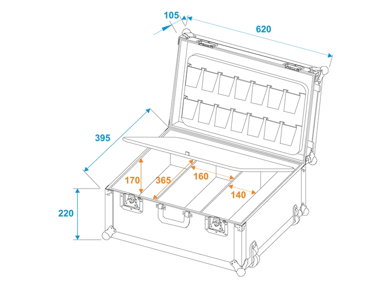 Roadinger Universal Case G-2 with Trolley 