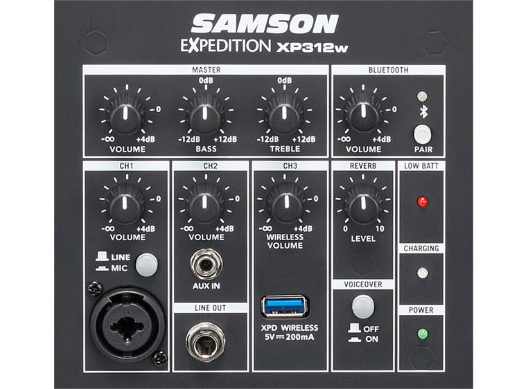 Samson Expedition XP312W Oppladbar PA med trådløs mikrofon