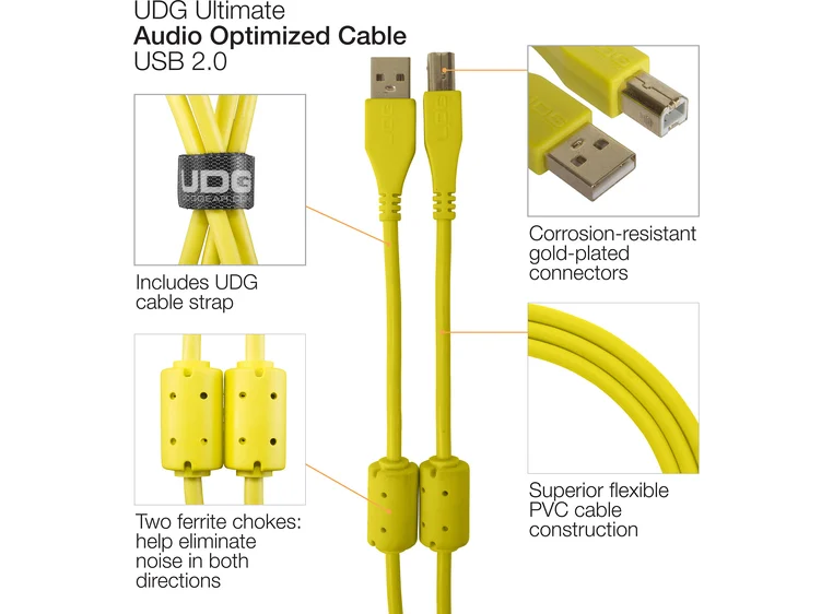 UDG Gear Ultimate USB 2.0 A-B Yellow Angled 1m 