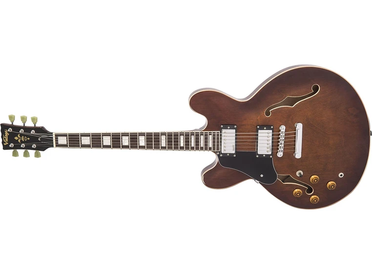 Vintage VSA500 Reissued Semi Acoustic Natural Walnut, Lefthanded 