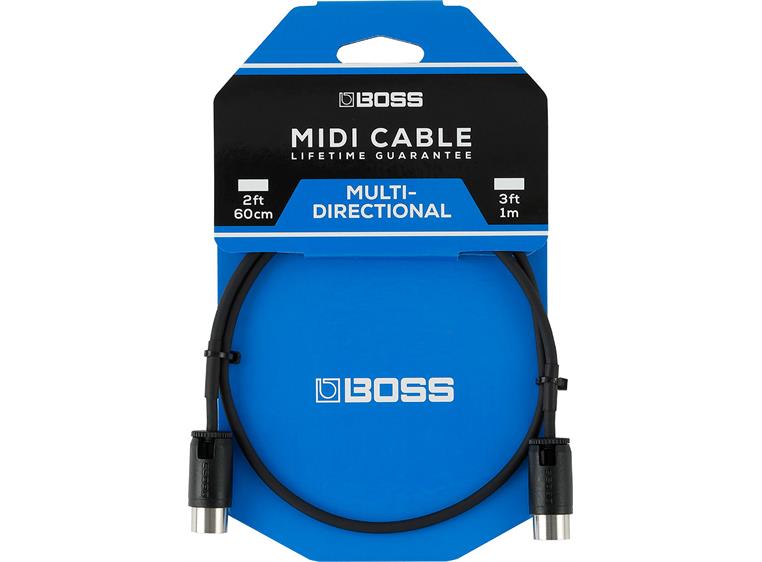 Boss BMIDI-PB2 midikabel 2fot/60cm Justerbare plugger (rett/vinklet)