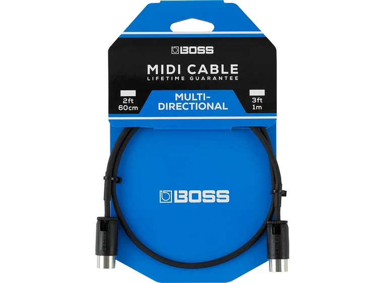 Boss BMIDI-PB2 midikabel 2fot/60cm Justerbare plugger (rett/vinklet) 