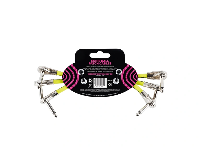 Ernie Ball EB-6059 patch cable Flat Connectors 15 cm, 3-pack 