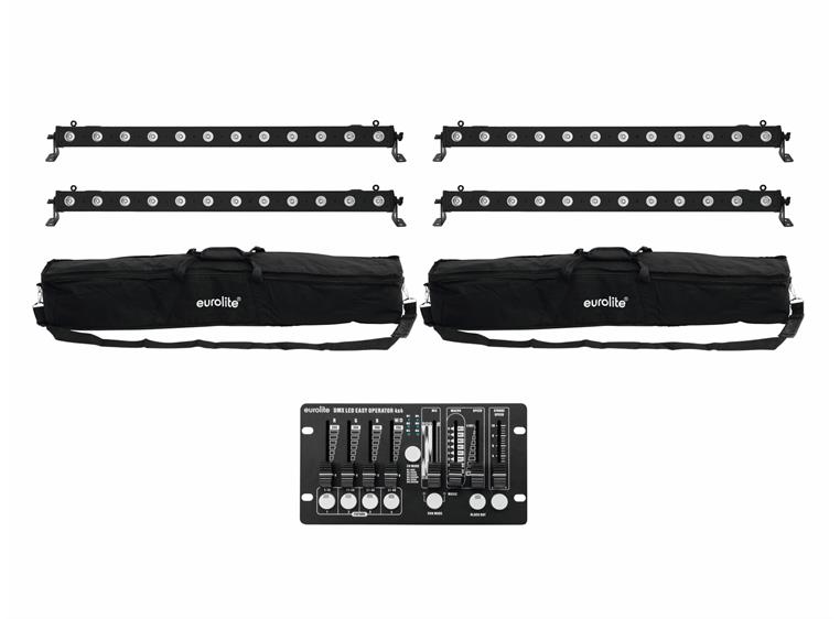 Eurolite Set 4x LED BAR-12 QCL RGBW & 2x Soft Bags & Controller