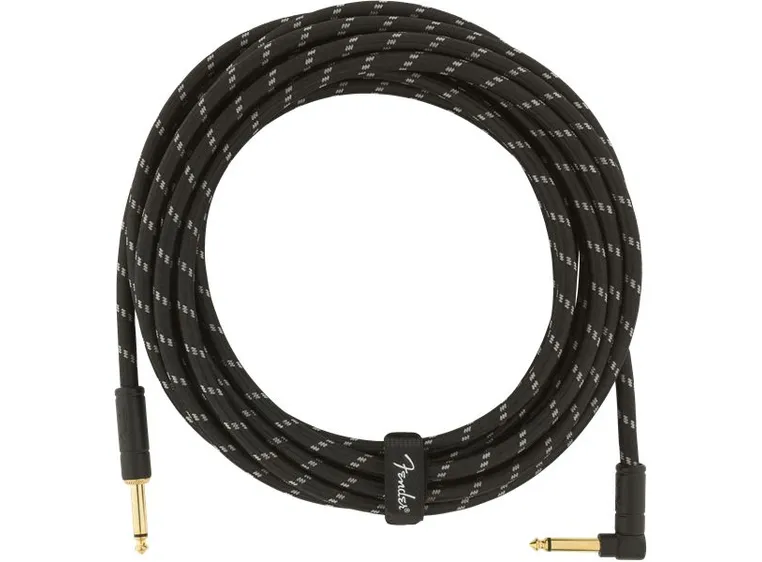 Fender Deluxe Series Instrument Cable Straight/Angle, 18.6', Black Tweed 
