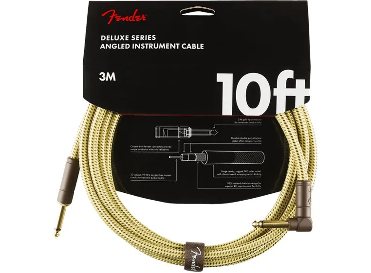 Fender Deluxe Series Instrument Cable Straight/Angle, 10'/3m, Tweed 