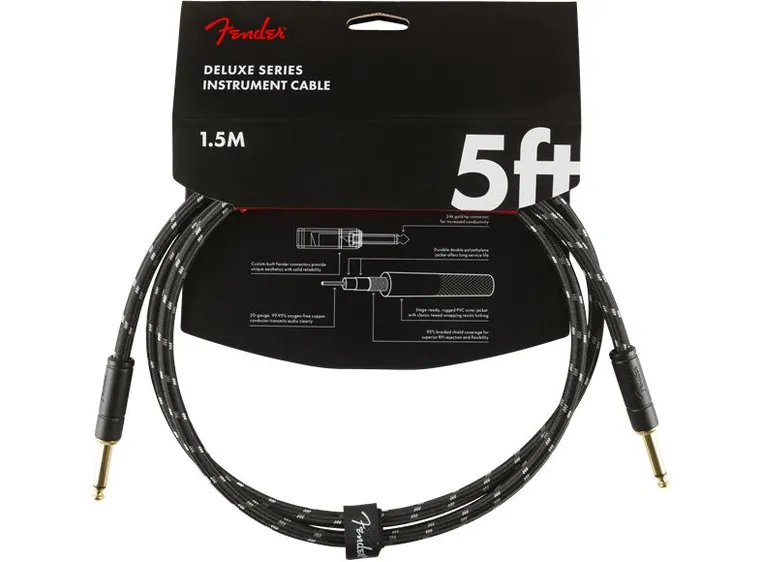 Fender Deluxe Series Instruments Cable Straight/Straight, 5', Black Tweed 