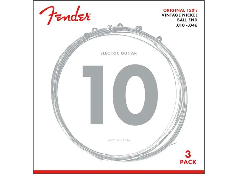 Fender Original 150R gitarstrenger 3-pk (010-046) ren nikkel spunnet, kule-ende 