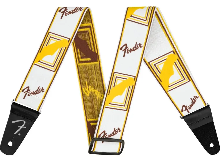 Fender Weighless 2" Monogrammed Strap White/Brown/Yellow 